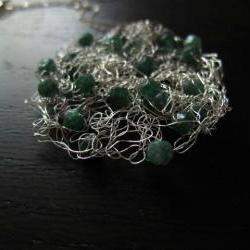 Adventure Necklace: knit wire with aventurine on a 24" sterling silver chain