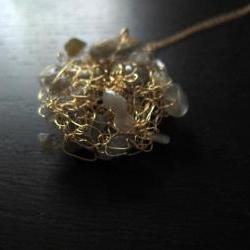 Balance Necklace: knit wire with labradorites on a 16" gold filled chain